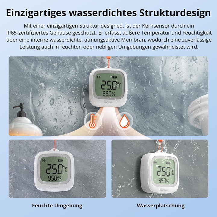 SONOFF SNZB-02WD IP65 Zigbee LCD Smart-Temperatur-Feuchtigkeitssensor, wasserdicht für Gewächshaus/B