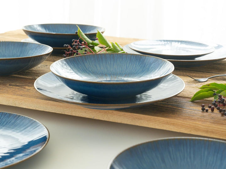 CreaTable, 10591, Serie Sea Breeze Blue, Geschirrset, Teller Set 18 teilig Teller Set Blau, Teller S