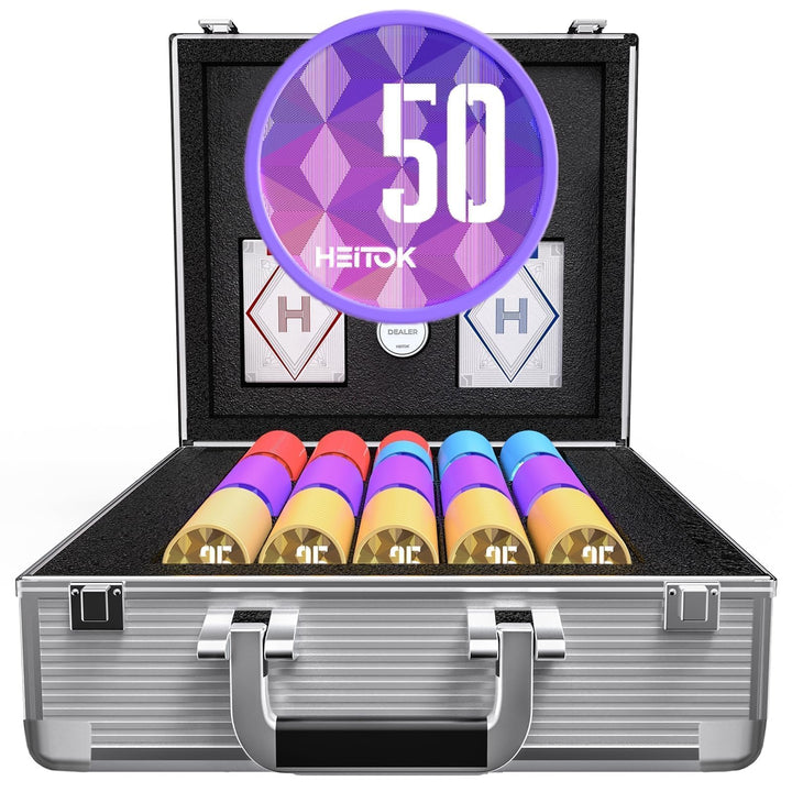 Pokerkoffer 600 Chips Set Nummeriert 11,5g Schwerer Kern Texas Holdem Poker Set Im Aluminium Koffer