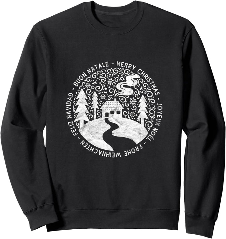 Winter Schnee Frauen verschiedene Sprachen Frohe Weihnachten Sweatshirt