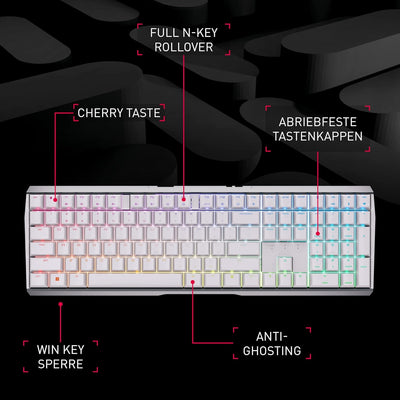 CHERRY MX 3.0S Wireless, kabellose mechanische Gaming-Tastatur mit RGB-Beleuchtung, Deutsches Layout