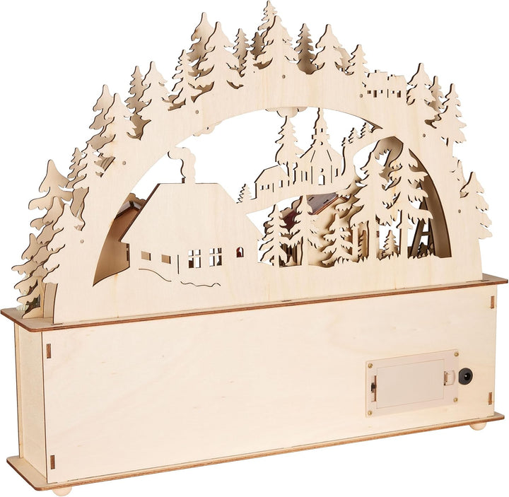 BRUBAKER Adventskalender zum Befüllen - Weihnachtsdorf 2025 - Weihnachtskalender aus Holz mit LED Be