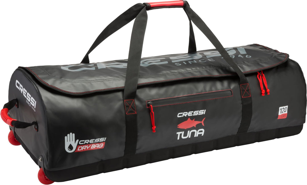 Cressi Tuna Bag 120 Lt, Grosse wasserdichte Tasche Schwarz / Rot Erhältlich in Version mit Rollen od