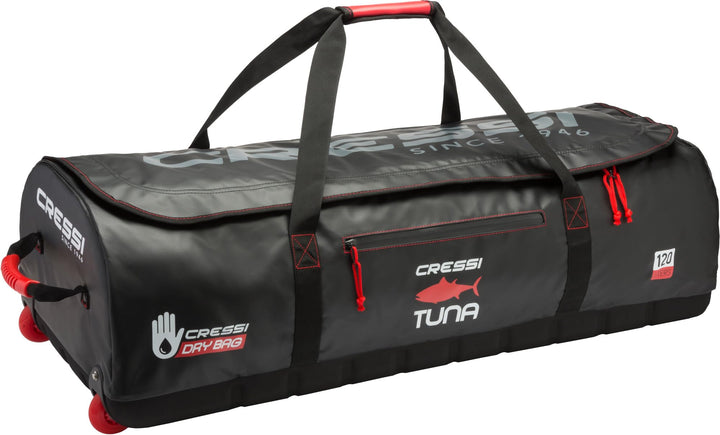 Cressi Tuna Bag 120 Lt, Grosse wasserdichte Tasche Schwarz / Rot Erhältlich in Version mit Rollen od