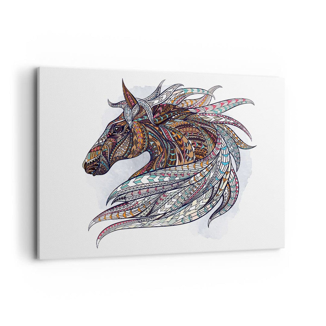 Bilder auf Leinwand 100x70cm Leinwandbild Pferd Eleganz Grafik Kopf Gross Wanddeko Bild Schlafzimmer