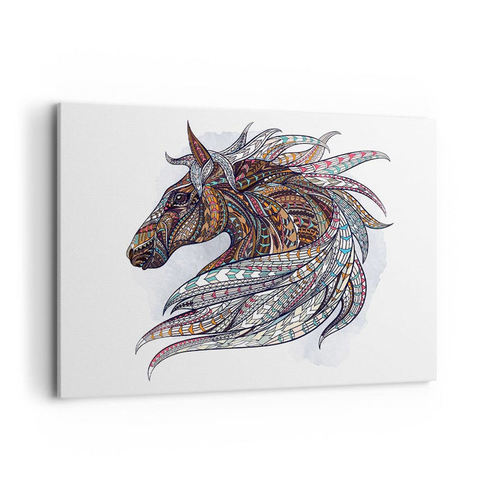Bilder auf Leinwand 100x70cm Leinwandbild Pferd Eleganz Grafik Kopf Gross Wanddeko Bild Schlafzimmer