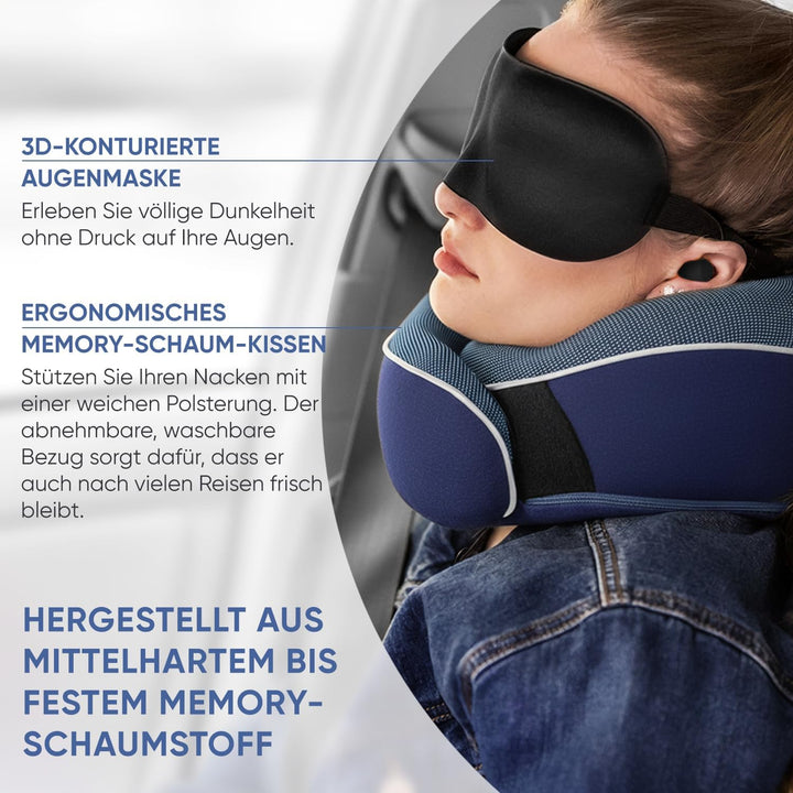 Proglobe Nackenkissen Flugzeug, Reisekissen 100% Memory Foam, Orthopädisches Nackenhörnchen, Für Rei