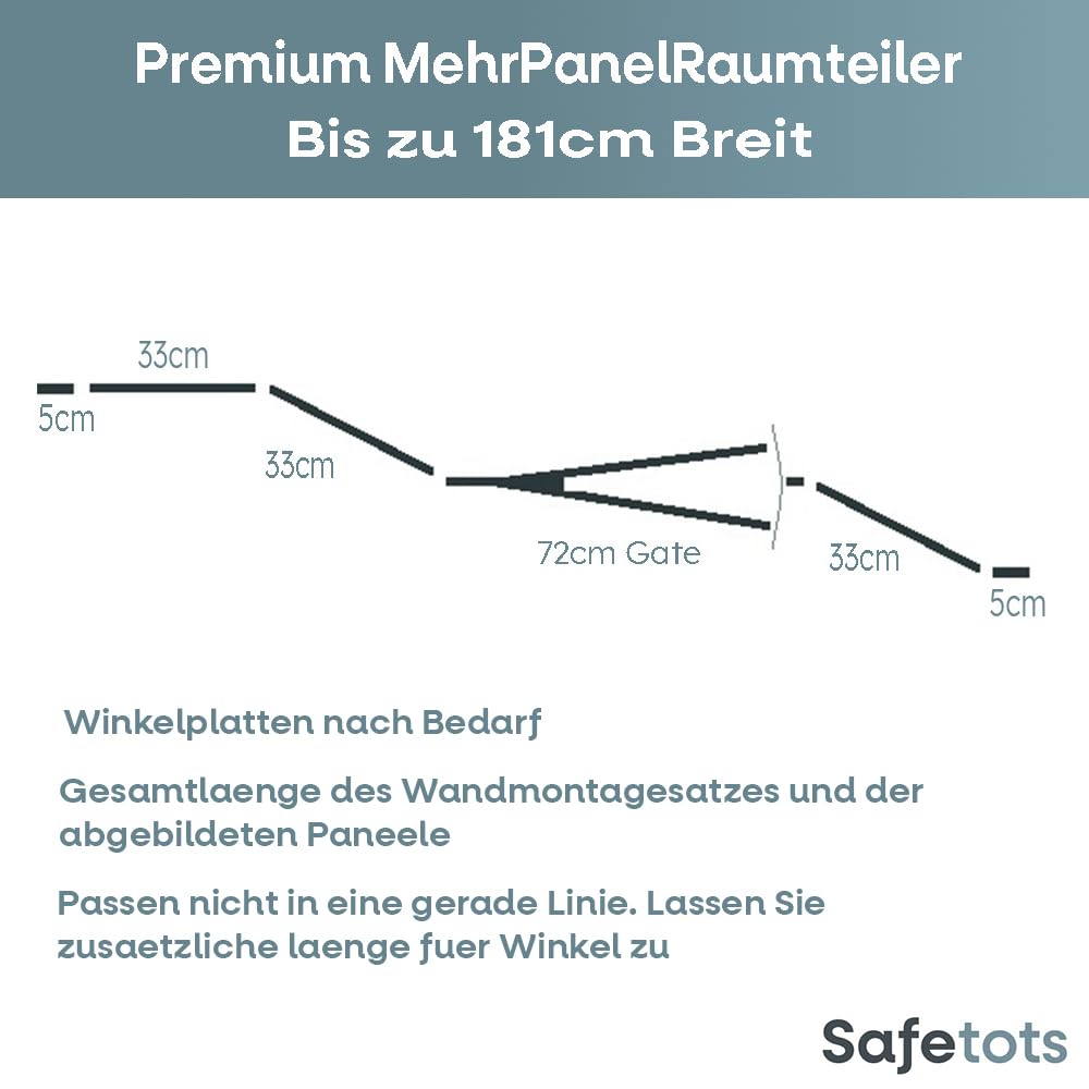 Safetots Premium MehrPanelRaumteiler, bis zu 181cm Breit, Weiss, 70cm Hoch, MehrPanelflexible Raumba