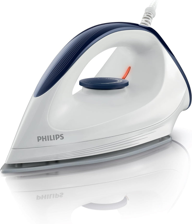 Philips GC160/02 Trocken-Bügeleisen mit DynaGlide-Bügelsohle, 1200 Watt, weiss/blau