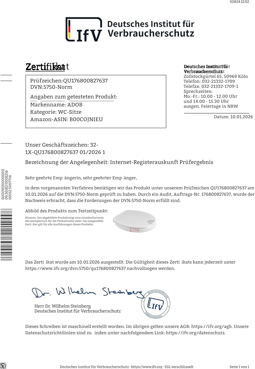 Novara Plus Duroplast WC Sitz Erhöhung 5 cm mit Absenkautomatik, bis 250 kg belastbar, bequem Sitzen