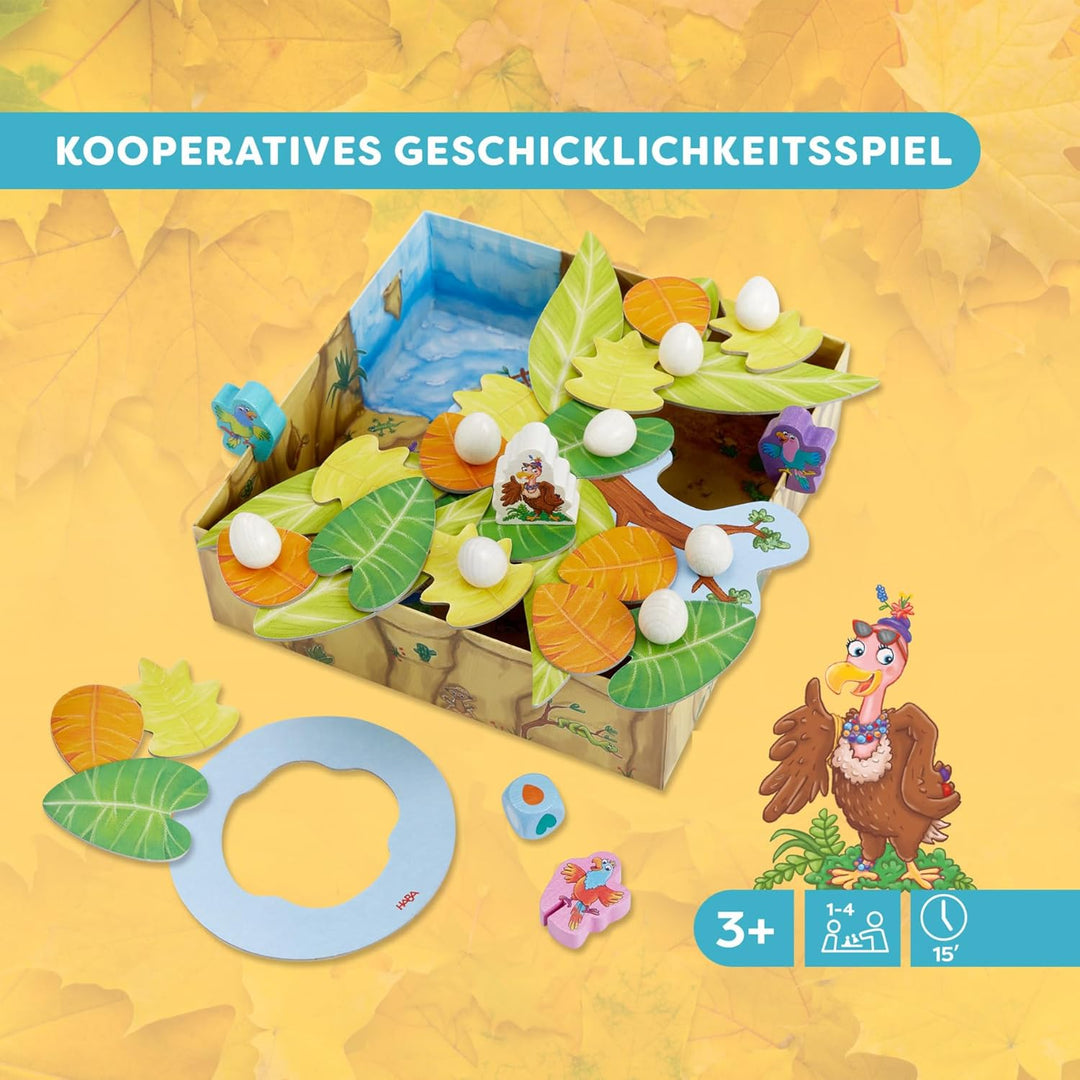 HABA Auweia, Frau Geier! – Spannendes Geschicklichkeitsspiel aus Holz, Nestbau, für Kinder ab 3 Jahr