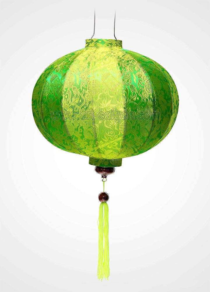 Lampion Asiatisch Hoi an Seide grün R – Ø 47 cm – Handwerkskunst aus Vietnam (REF. R40-V)