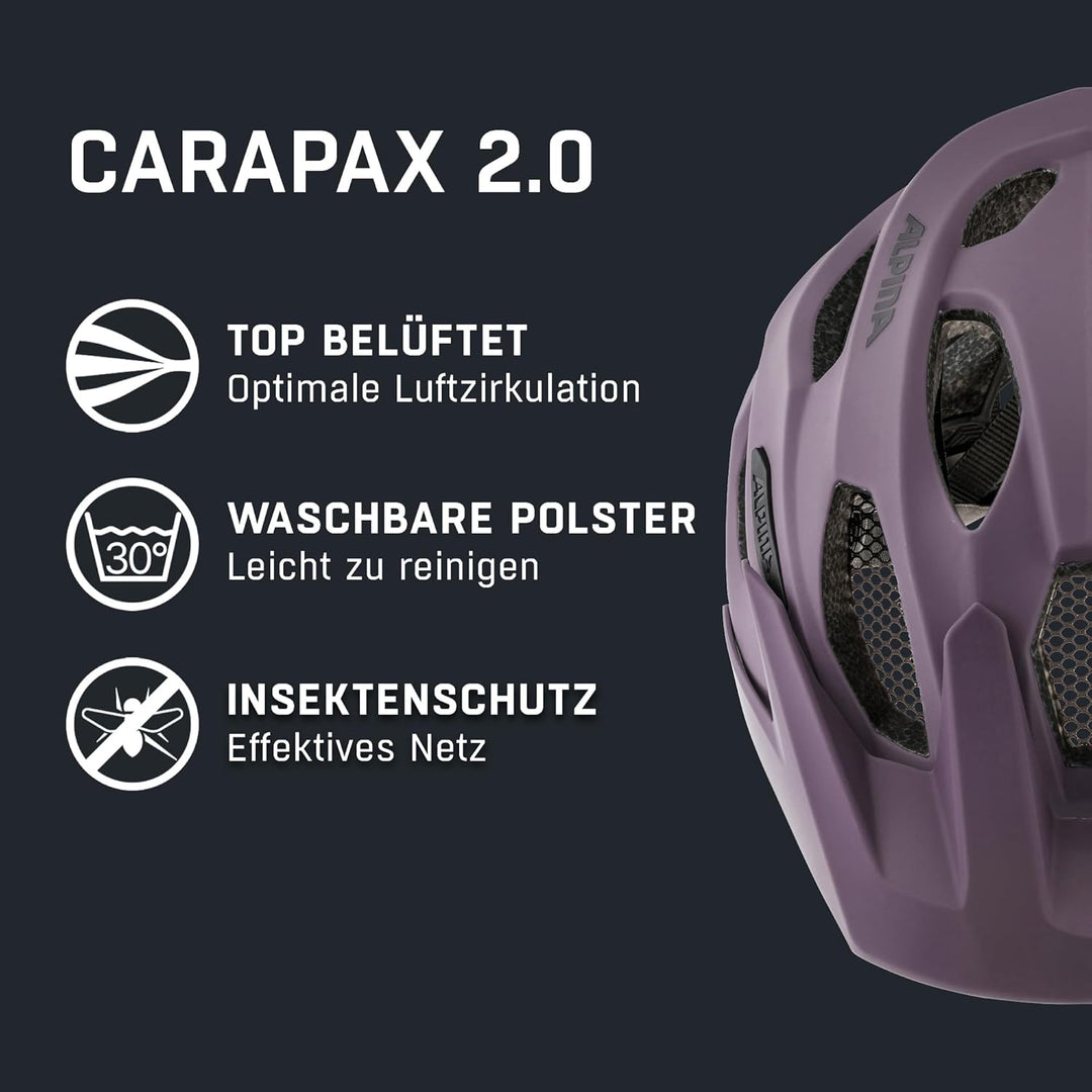 ALPINA CARAPAX 2.0 - Leichter, Stabiler & Komfortabler Fahrradhelm Mit Fliegennetz & Antibakterielle
