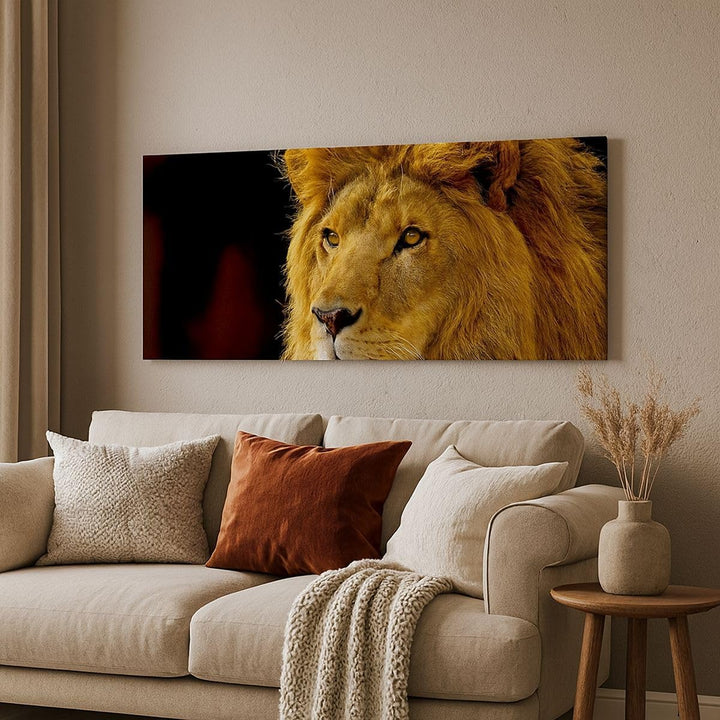 Wandbilder Dekoration Wohnzimmer Löwe Tiere Tierwelt Panorama Bilder auf Leinwand 120x50cm Leinwandb