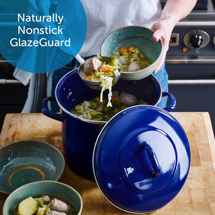 BK Indigo Holländisches Erbe Deutscher Emaillierter Suppentopf mit Deckel mit PFAS-Freier Keramik-An