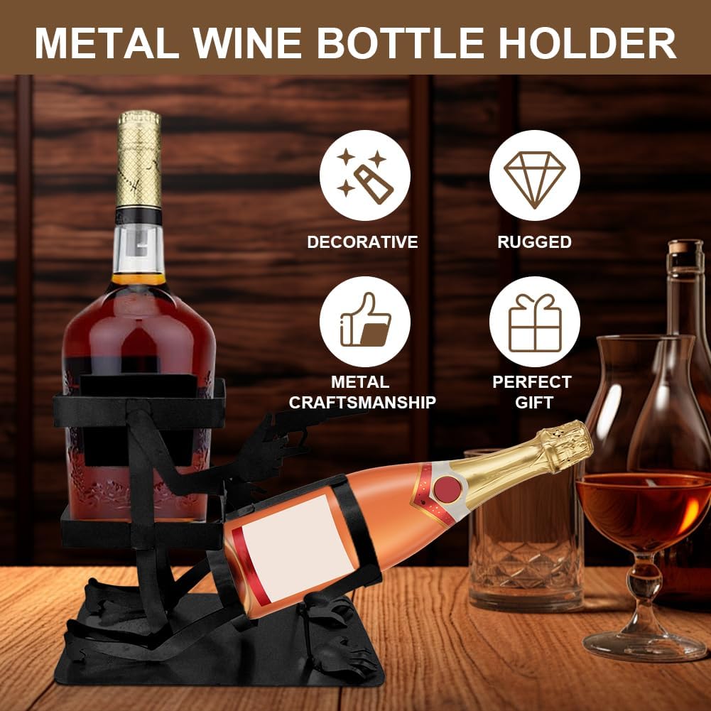 Totenkopf Weinflaschenhalter,Skull Coke and Wine Bottle Stand,witzige Metall Totenkopf Bardekoration