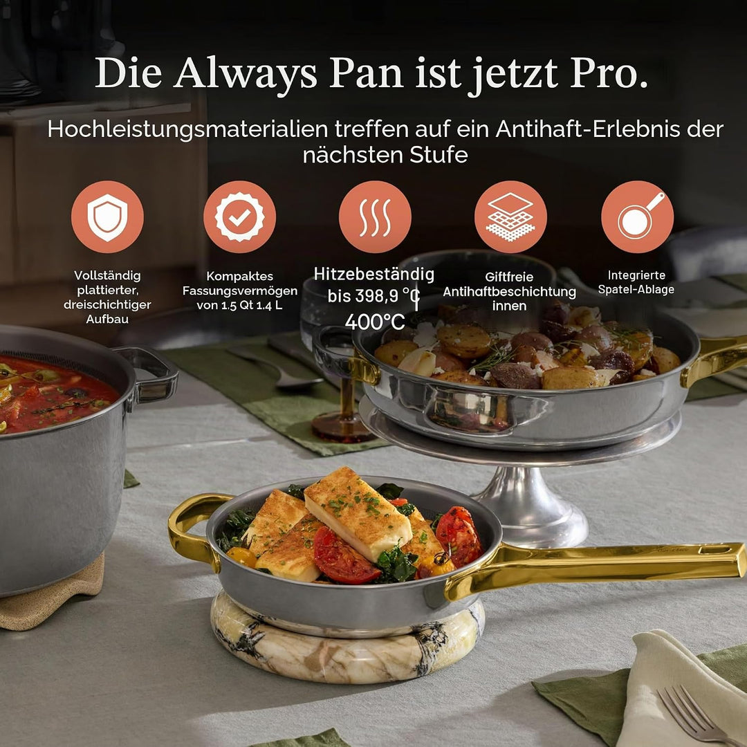 Our Place Titanium Always Pan Pro Bratpfanne, 27 cm, antihaftbeschichtet, dreilagiges Titan-Edelstah