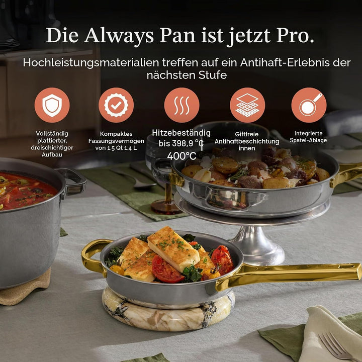 Our Place Titanium Always Pan Pro Bratpfanne, 27 cm, antihaftbeschichtet, dreilagiges Titan-Edelstah