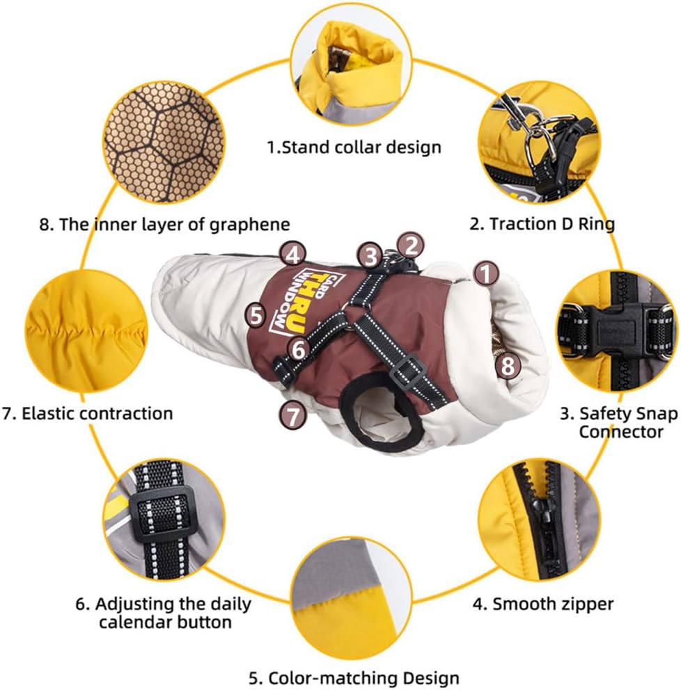 Hundemantel Winter Hundejacke Haustier Skifahren Kostüm Wasserdicht & Winddicht,Ärmellose Baumwolle