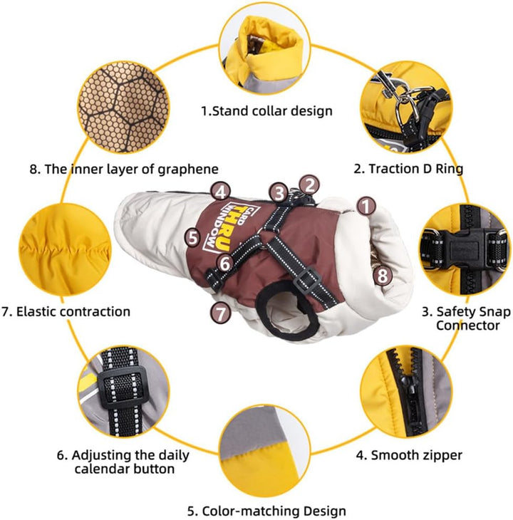 Hundemantel Winter Hundejacke Haustier Skifahren Kostüm Wasserdicht & Winddicht,Ärmellose Baumwolle