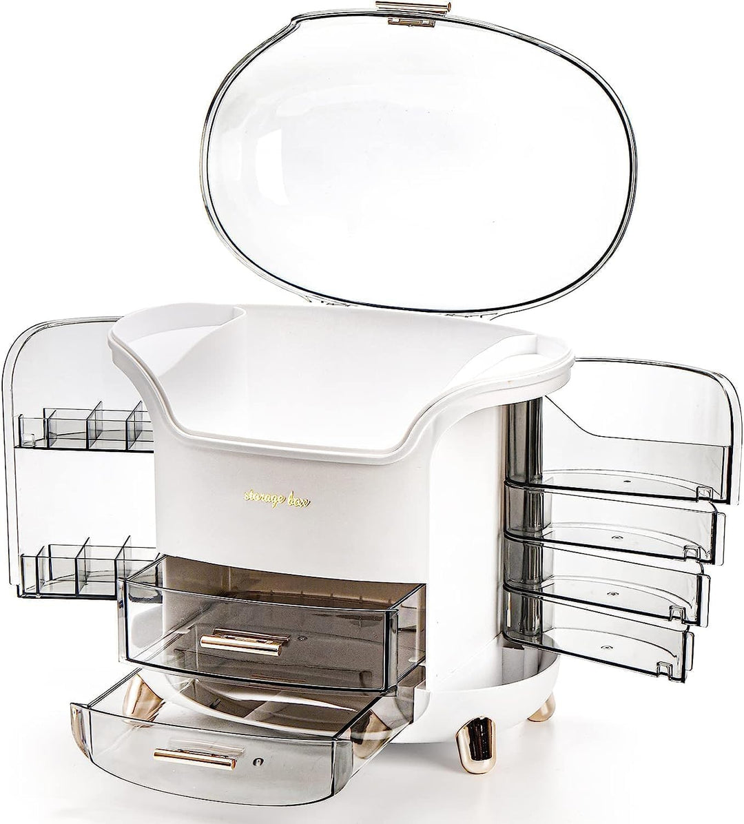 Schminktisch Organizer, Kosmetik Organizer mit Deckel & Schubladen, Grosse Make-up & Skincare Aufbew