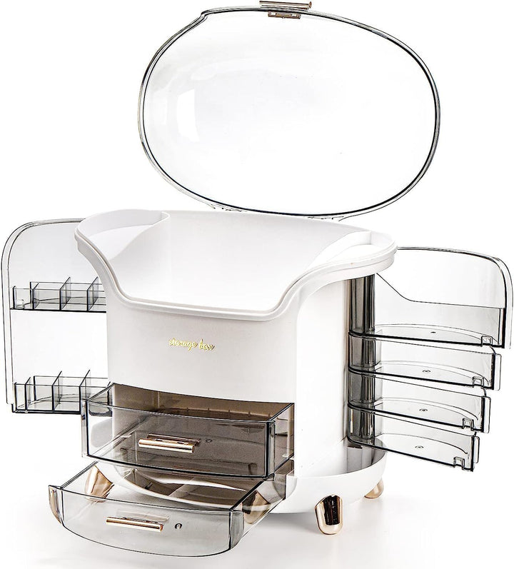 Schminktisch Organizer, Kosmetik Organizer mit Deckel & Schubladen, Grosse Make-up & Skincare Aufbew