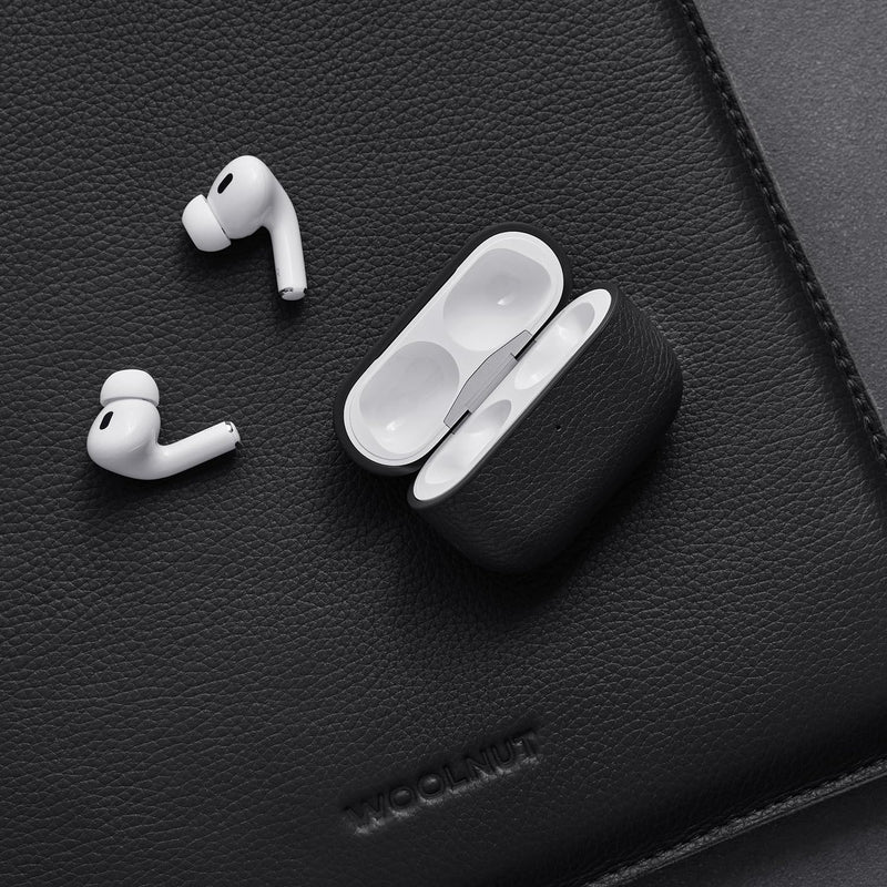 Woolnut Leder Hülle Case für AirPods Pro 2. Gen - Schwarz, Schwarz