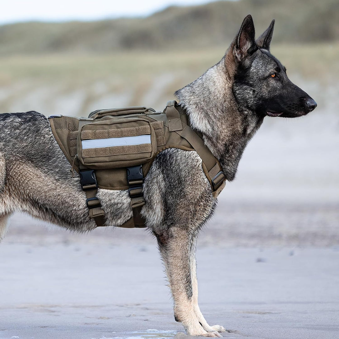 OneTigris Anti Zug Hundegeschirr Grosse Hunde, AIRE MESH Taktisches Geschirr mit 2 Griff &amp; 3 D-Ringe