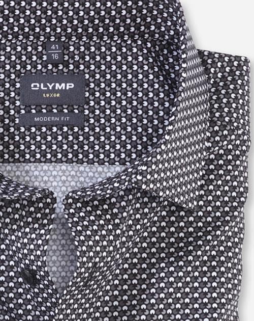 OLYMP Herren Businesshemd Langarm Luxor,Rotationsdruck,modern fit,Global Kent 40 Schwarz 68, 40 Schw