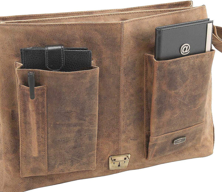 Harold's Kuriertasche 40 x 30 x 10 cm Rind-Leder Messenger Schulter-Tasche 391403 taupe, Taupe