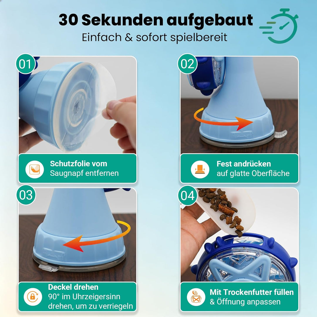 Riesenrad Katzenspielzeug interaktiv mit Saugnapf &amp; Angel, Blau, Blau