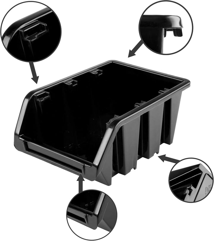 Lagersystem Werkstattregal | 172 x 78 cm | 110 stck. Box | Wandregal mit Stapelboxen - Wandplatten E