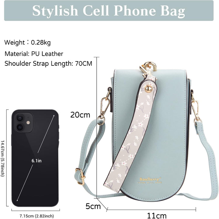 PORRASSO Mode Handy Umhängetasche Damen Handytasche Mädchen Schultertasche PU Geldbörse Crossbody Ba