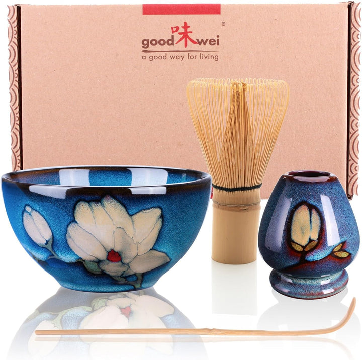 Goodwei Japanisches Matcha Komplett-Set mit hochwertiger Teeschale (Magnolia, 80) Magnolia 80, Magno