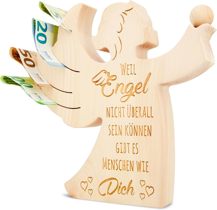 sagl.tirol Zirbenengel mit Zirbenkugel - Holzengel mit Gravur - Zirben Engel mit Spruch - Taufgesche