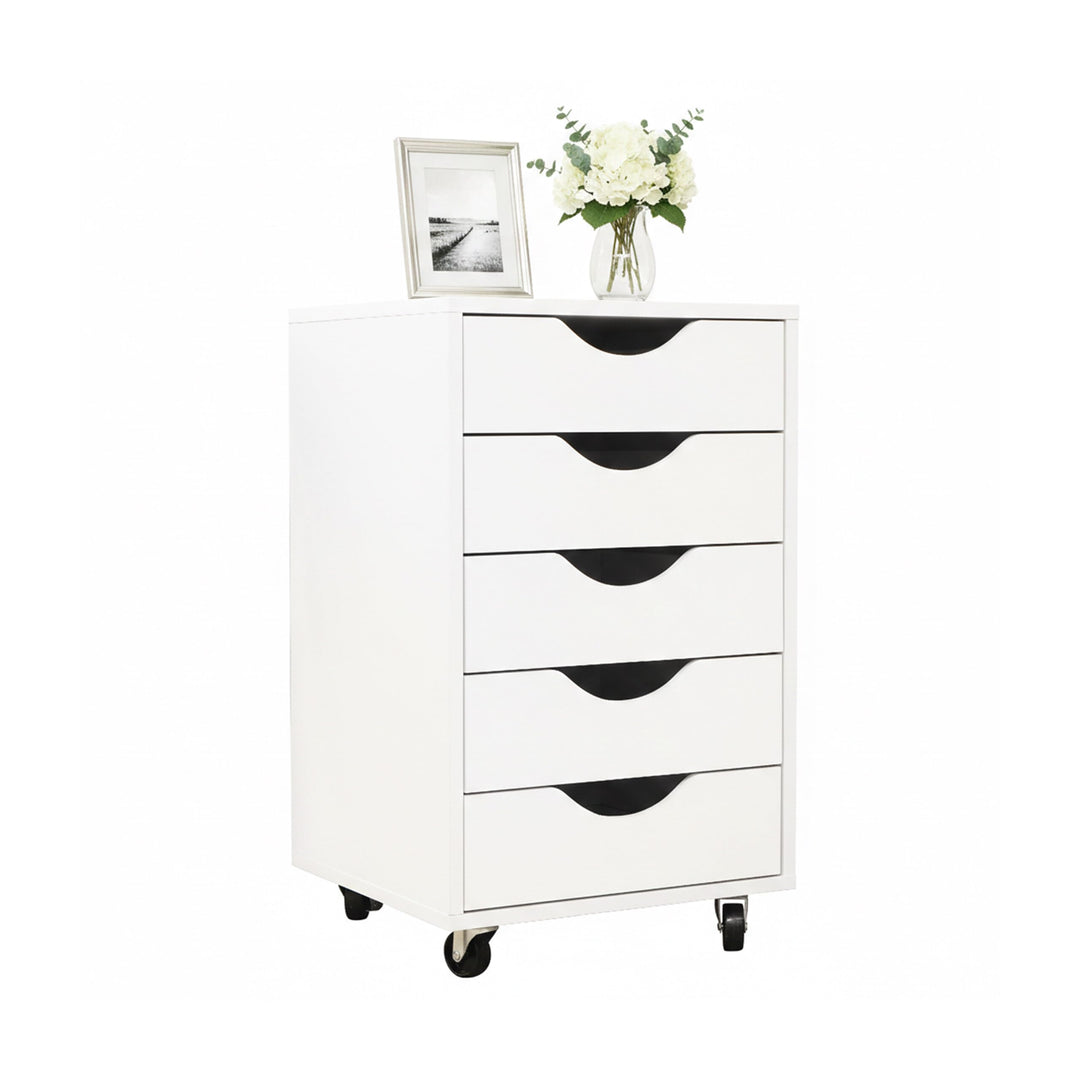 Relaxdays Rollcontainer, 5 Schubladen, HBT: 66,5x40x40 cm, Aktenschrank auf Rollen, Bürocontainer Sc
