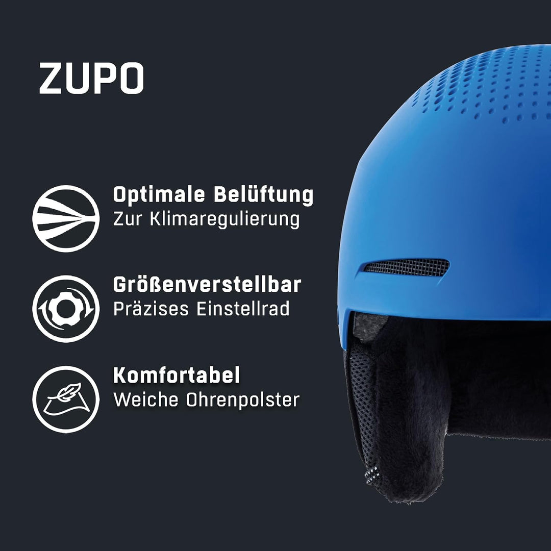 ALPINA ZUPO - Sicherer, Stossabsorbierender, Belüfteter & Schlagfester Skihelm Für Kinder blue matt