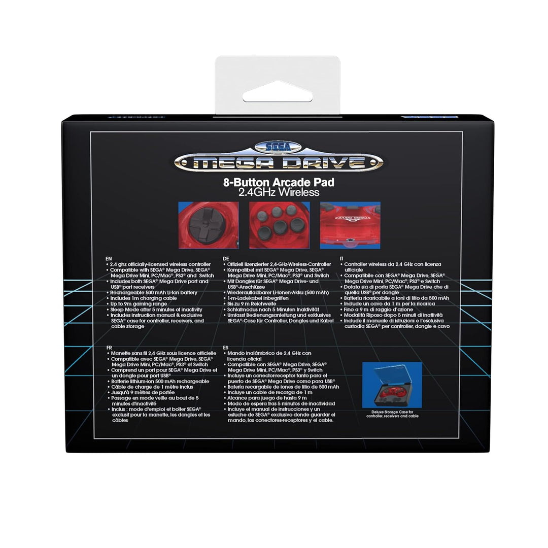 Retro-Bit Sega Mega Drive 2.4 GHz Wireless Controller 8-Button Arcade Pad for Sega Genesis Original/