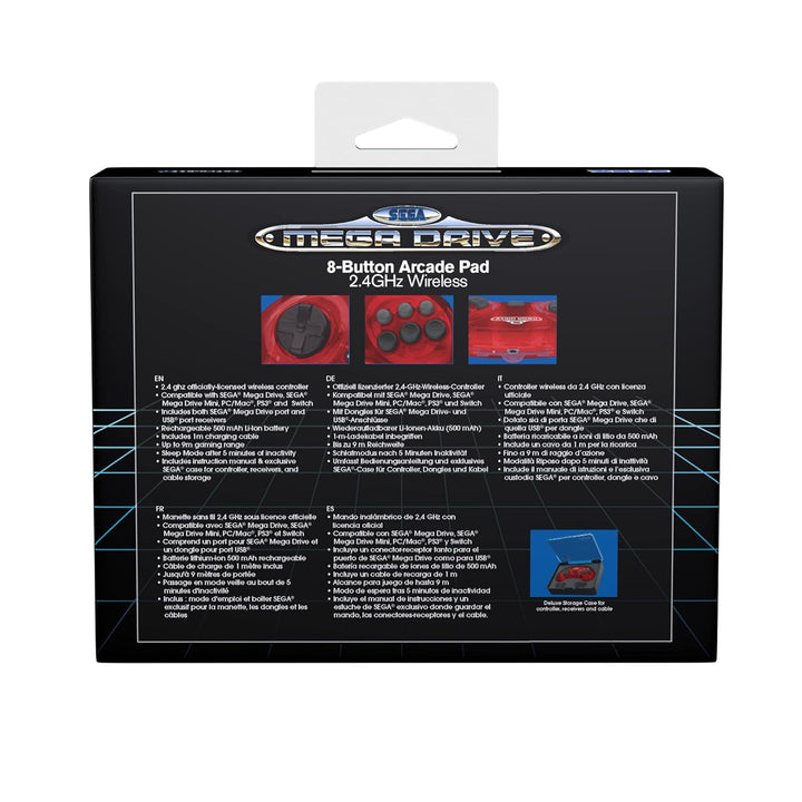 Retro-Bit Sega Mega Drive 2.4 GHz Wireless Controller 8-Button Arcade Pad for Sega Genesis Original/