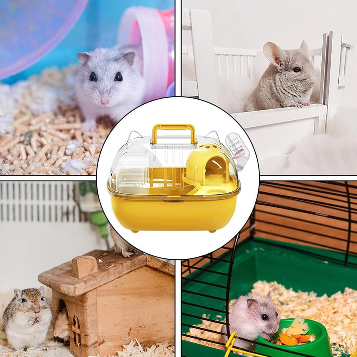 Reise-Hamsterkäfig, tragbare Hamster-Tragetasche, kleine Haustier-Reisetasche mit transparenter Ober