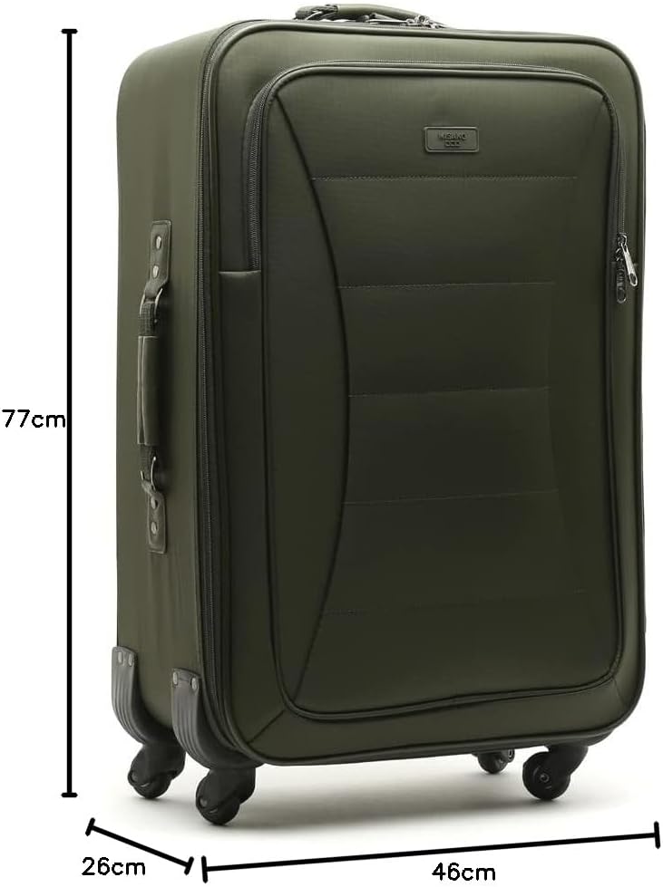 MISAKO Reisekoffer aus Stoff Gross Leslie Grün Unisex - Halbstarrer, weicher, eleganter Koffer - 77