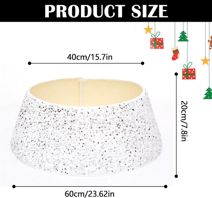 Weihnachtsbaumrock-Dekorationen, 60 cm Weihnachtsbaumrock Baumkragen Rot Glitzernd Weihnachtsbaum So