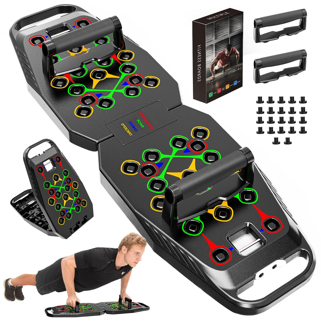 Liegestützbrett Dunkel,20 in 1 Foldable Multifunctional Home Training Fitness Equipment, Portable Pu