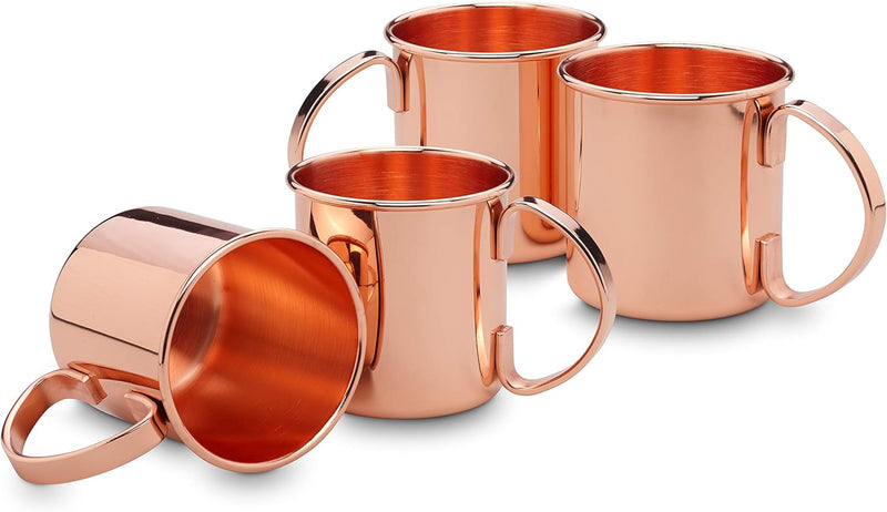 Echtwerk Kupferbecher-Set, Edelstahl-Gläser, Cocktail-Set, Cocktailgläser perfekt für Gin, Vodka, Bi