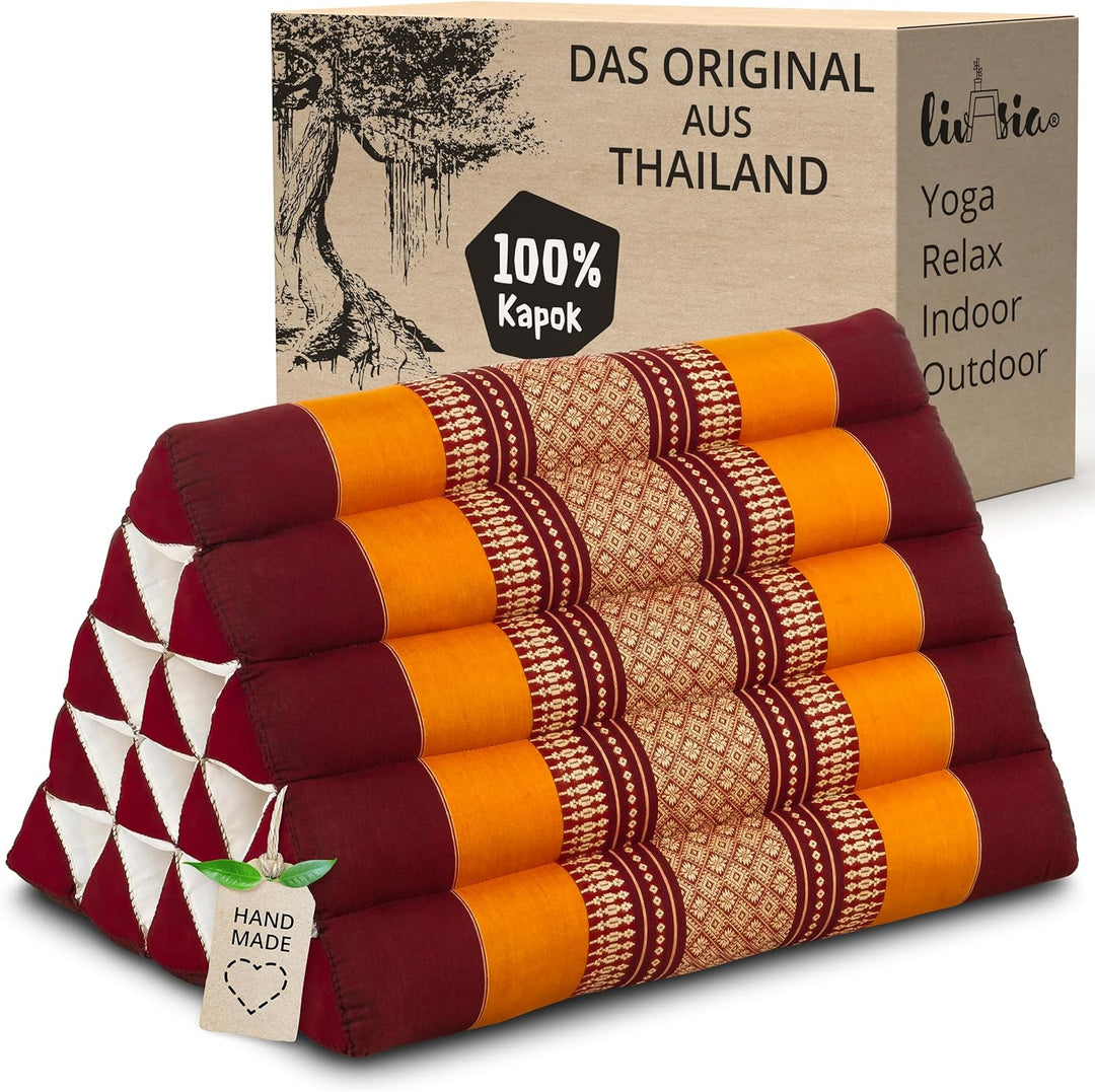livasia Rückenstützkissen extrahoch, Dreieckskissen für Garten und Balkon, Keilkissen mit Kapok, Lag