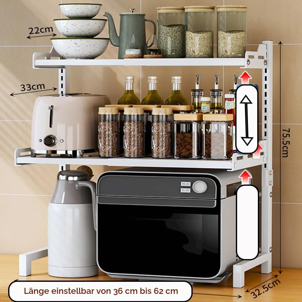 Mikrowellen-Regal, erweiterbar, Mikrowellen-Regal, Ständer, Küchentheke, Regal, Wandmontage, Desktop
