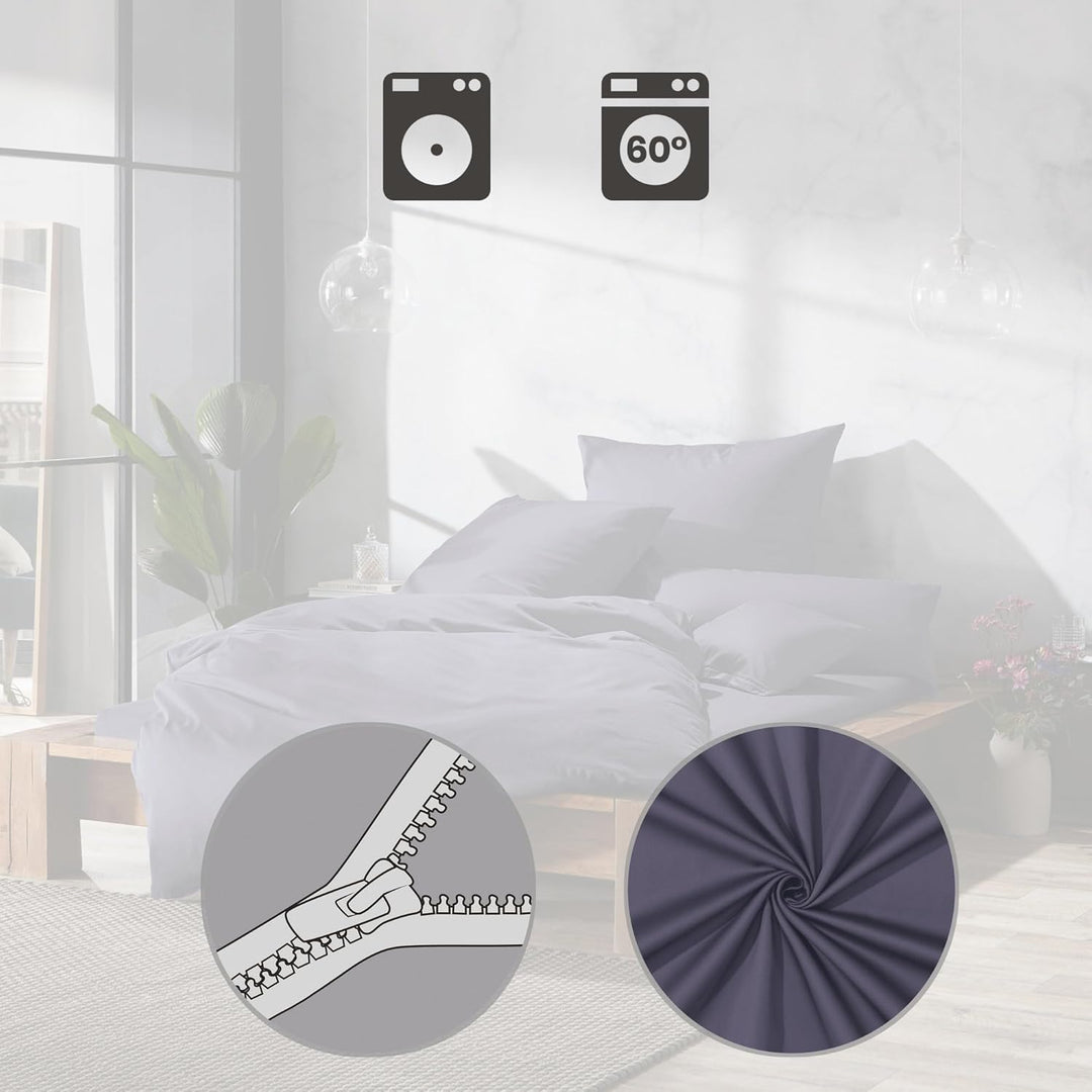 Erwin Müller Bettwäsche, Bettgarnitur Mako-Satin Landshut, 100% Baumwolle - seidiger Glanz, mit prak