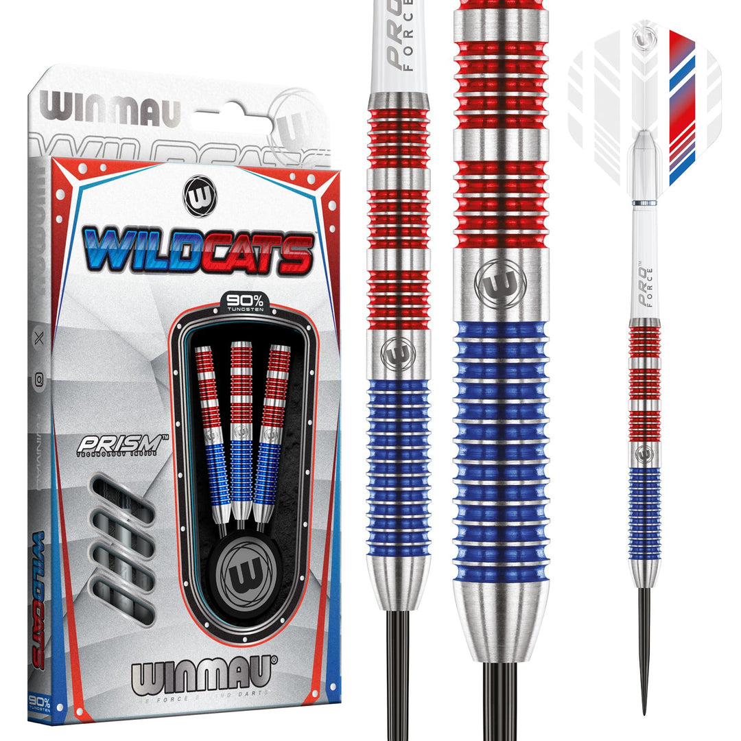 WINMAU Wildcats 23 Gramm Profi Wolfram Steeltip Dartpfeile Set mit Flights und Schäfte