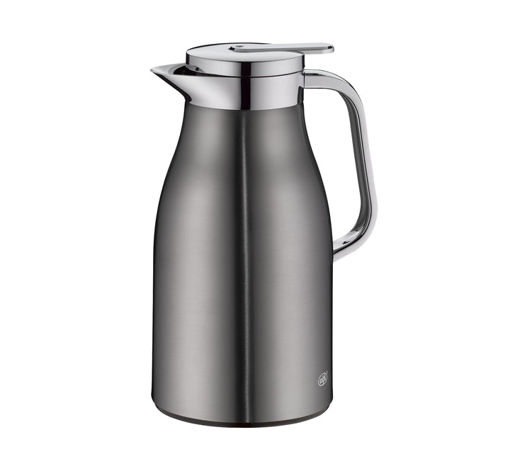 alfi SKYLINE 1,0l, cool grey mat, Edelstahl-Isolierkanne mit hygienischem Hartglaseinsatz, Drehversc