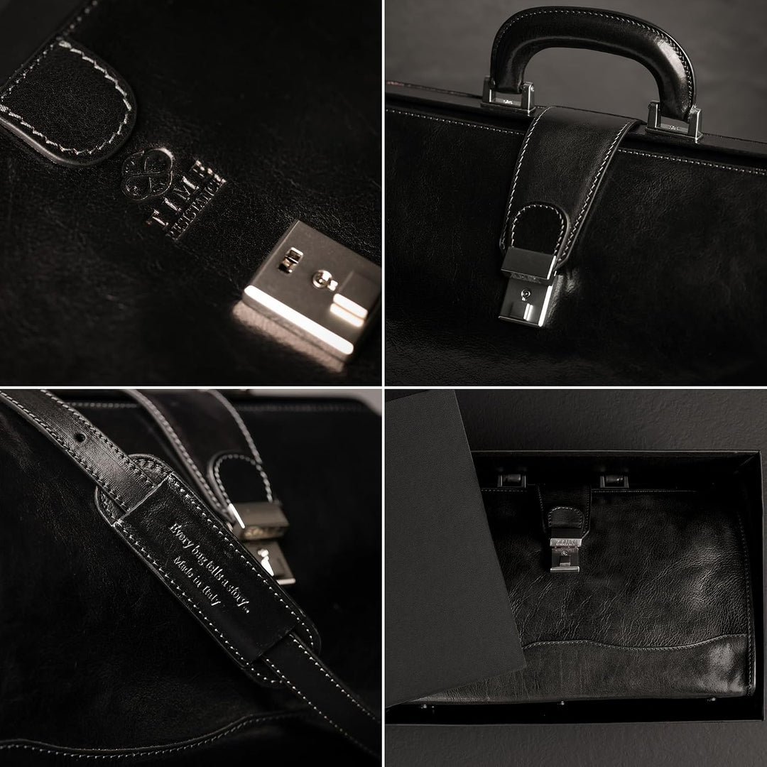 Time Resistance Leder Arzttasche - Arztkoffer - Doktortasche - Aus 100% Echtleder - Aktentasche für